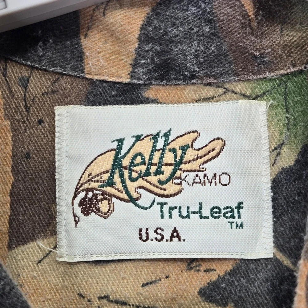 Vintage Kelly Kamo Tru-Leaf Camo Shirt Pants Set Hunting Utility Gear Mens XL